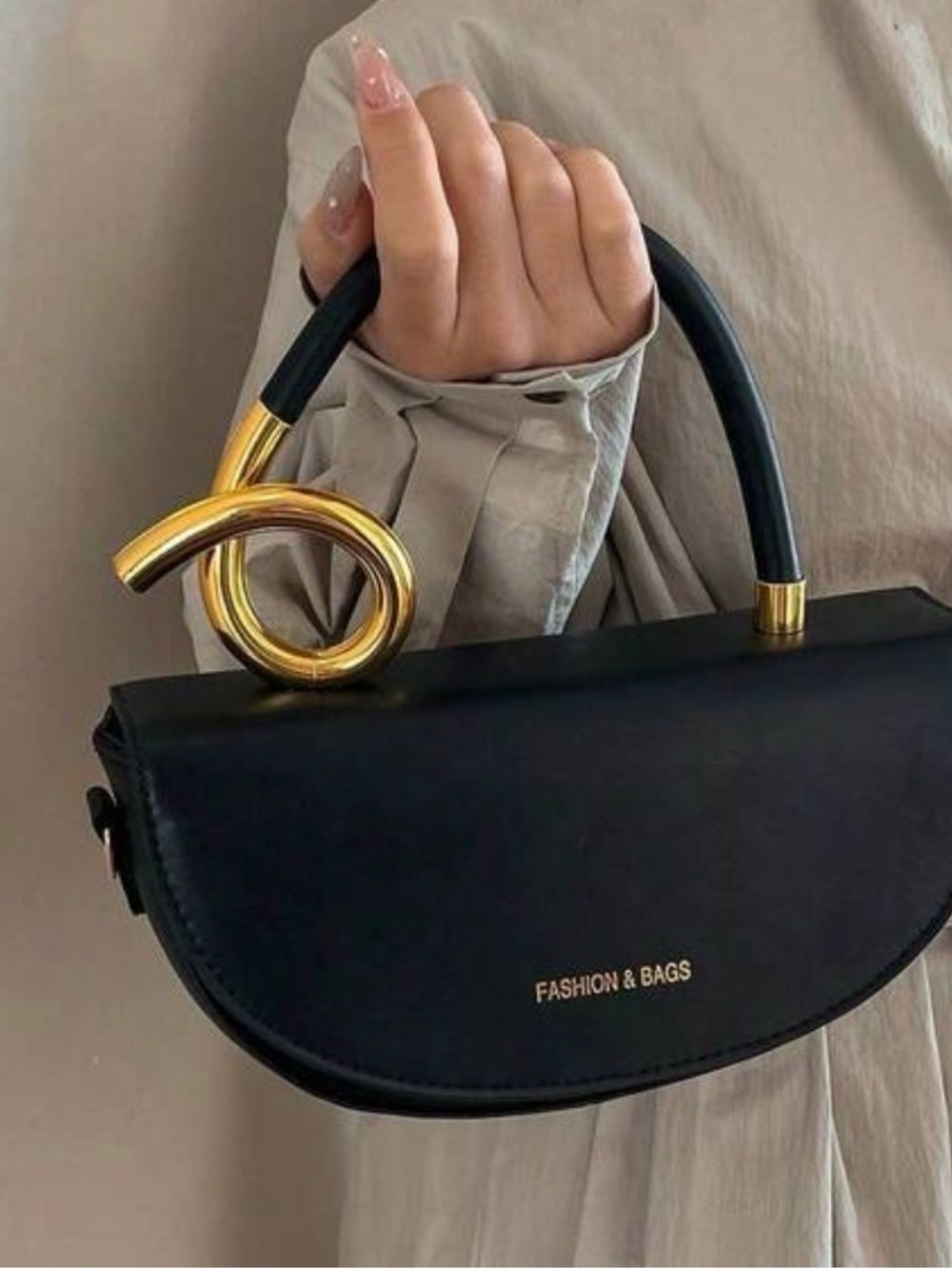 No Boundaries Black Mini Top-Handle Bag with Gold Accent